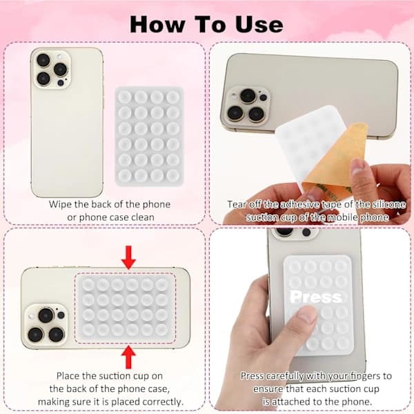 2 Pieces Silicone Suction Cup Phone Case Self-Adhesive Mount, Suction Cup Phone Case Holder Non-Slip Hands-Free Mount (White)