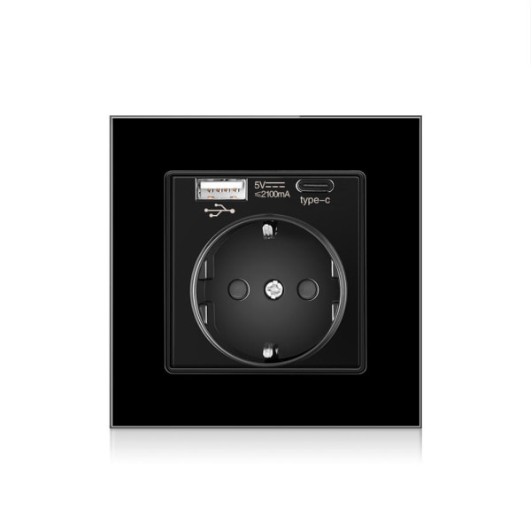 IC Typ-C + USB 16A 86-uttagspanel, antal uttag: 2 hål
