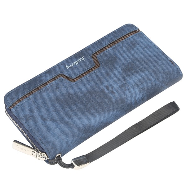 IC baellerry lang lynlås til mænd pung PU læder clutch business casual ungdom clutch mørkeblå blå