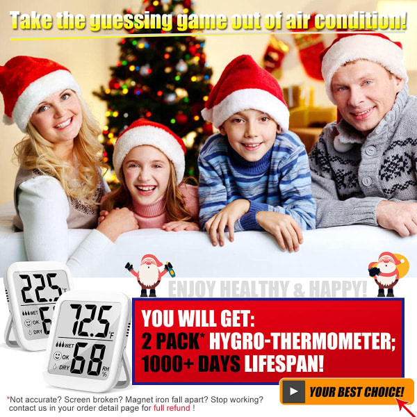 IG Luftfuktighetsmätare, 2-pack Max Inomhustermometer Hygrometer