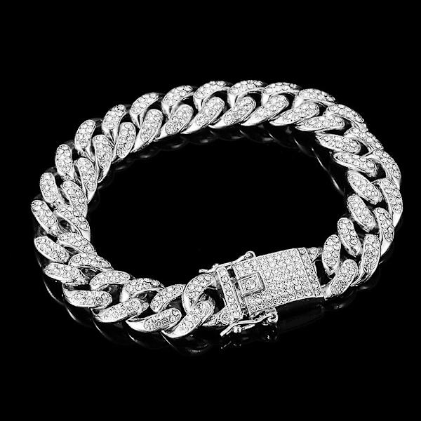 Uusi muoti ylellinen jäädytetty kuubalainen linkkiketju rannekoru naisille ja miehille kulta hopea väri Bling Rhinestone rannekoru ketju korut