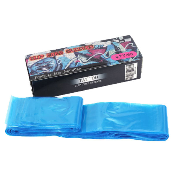 IC 50st Blå Engångs Clip Cord Sleeves Cover Påsar Leverans