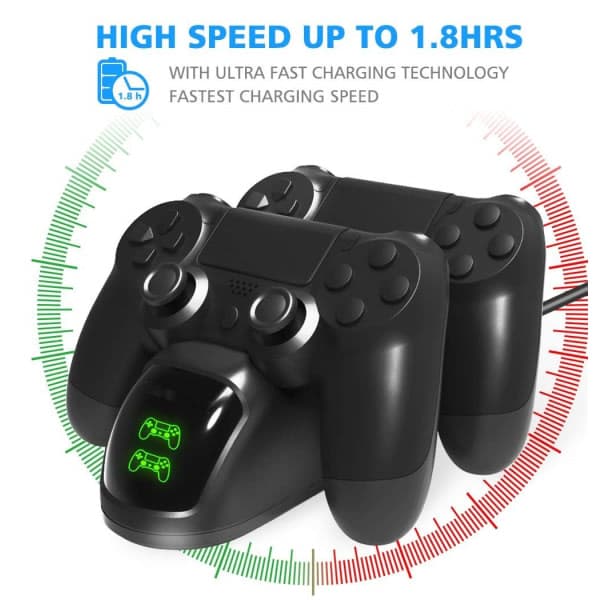 IC Dobbelt opladningsstation til to PS4/PS4 Slim/PS4 Pro-controllere
