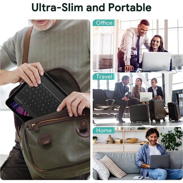 IC Ultratunt baggrundsbelyst trådløst Bluetooth tangentbord, universal bærer 7-farver baggrundsbelyst opladningsbart tangentbord
