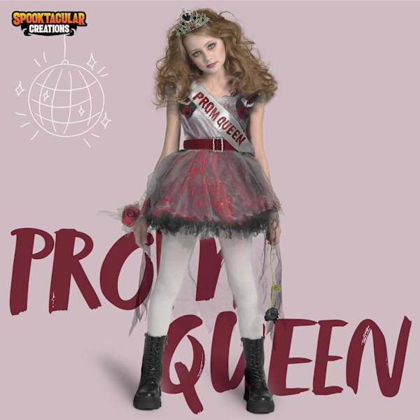 Spittacular Creations Kids Jenter Mørk Prom Queen Kostyme, Goth Prom Queen Kostyme for Barn, Jenter, Halloween L svart Large (10-12 yrs)