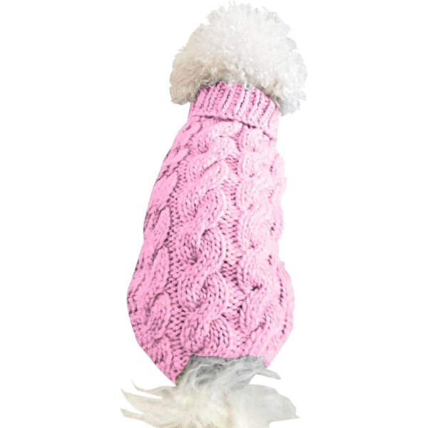 IC Hundtröja Varmkappa Husdjur Mjuk Stickning Ull Vintertröja Stickad Virkad kappa Kläder För Små Medium Stora Hundar - Rosa - XL