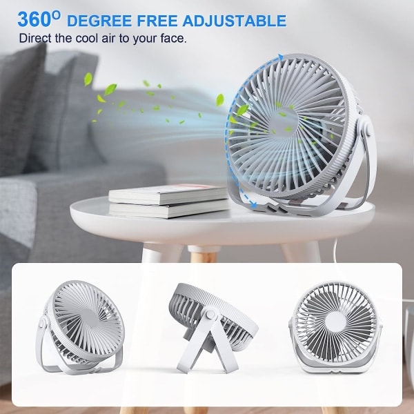 IC USB-ventilator, 3-hastigheds skrivebordsventilator, 360° justerbar støjsvag ventilator, bærbar ventilator til kontor, soveværelse, bil, rejser Hvid