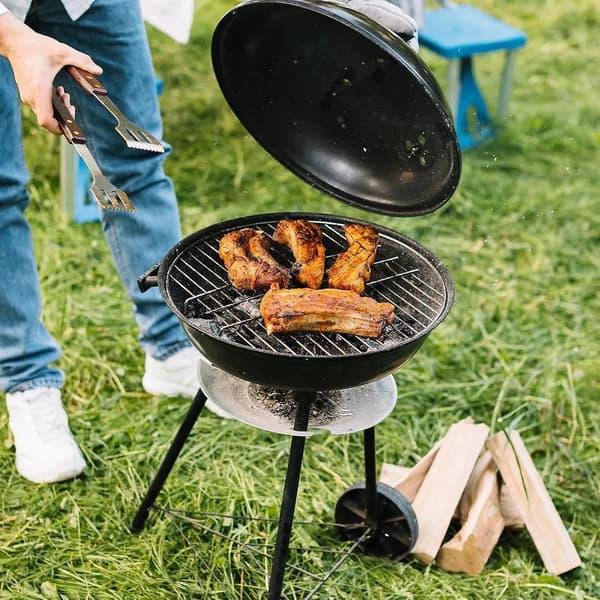 Runt grillgaller i rostfritt stål, hållbart svetsat trådbyte för klotgrillar, camping och picknick, silver, 26 cm