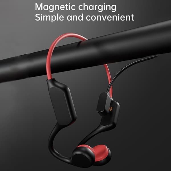 Benledningshørebøffer Trådløse Bluetooth MP3-afspiller Sort med rød