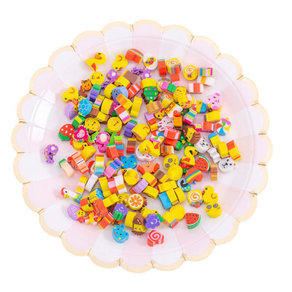 50 st/lot Mini suddgummin för barn, djur, frukt, jul, gummisuddgummi, kärleksform