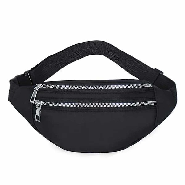 Midjeveske Nylon - 2 Rom Svart