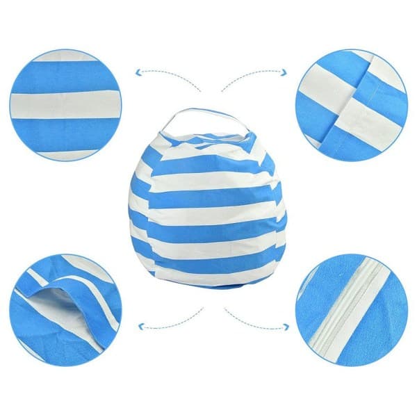 IC Plyschleksaksförvaring, Bean Bag Cover, Bean Bag Kudde blå