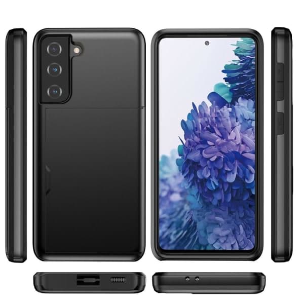 IC Samsung Galaxy S21 - Hybrid Cover Med Kortlomme - Sort Sort Sort