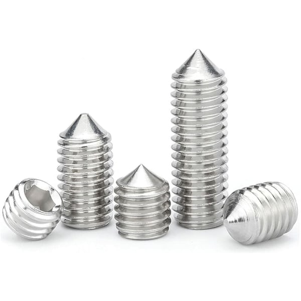 M6 Koniske Settskruer Rustfritt Stål Sekskant Settskruer Allen Festemidler Punktskruer M6×20mm, 20 stk