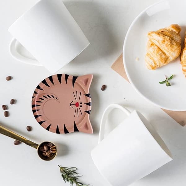 Set med 4 glasunderlägg med stativ 10,8 cm keramiska glasunderlägg under glas för kaffe ölkopp Vinglasflaska