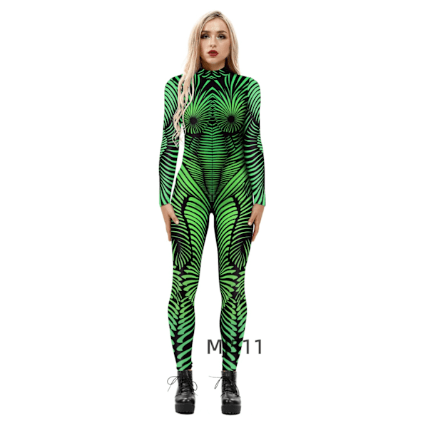 Hedt cosplay kostume jumpsuit europæisk og amerikansk kvindelig cosplay kostume hot girl natklub uniform Halloween print jumpsuit BAX205 S