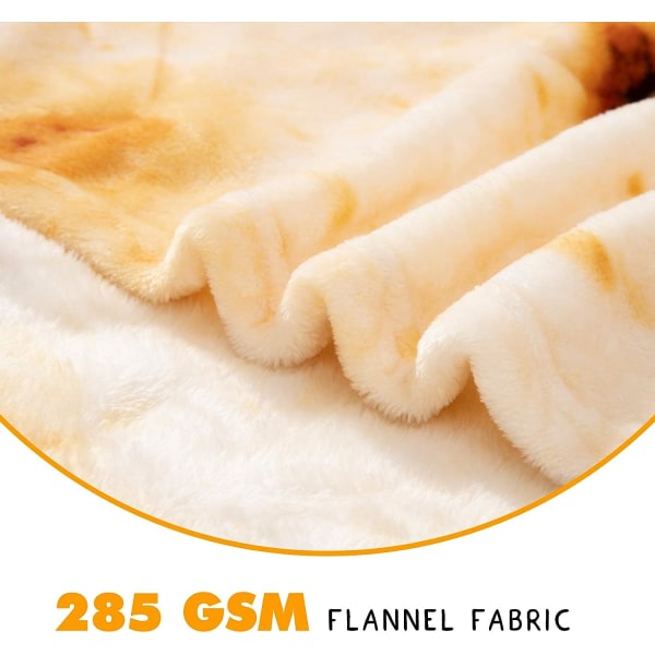 IC Burrito Tortilla deksel , dobbeltsidig stort deksel for familie, 285 GSM Soft Cozy (beige, 71 tum)