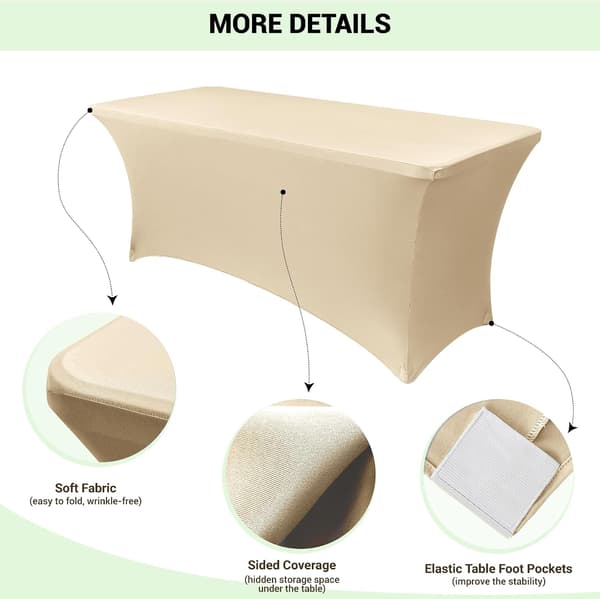 2-pak strækdug Champagne - 183x75cm×75cm - Spandex - Til festbord og messe