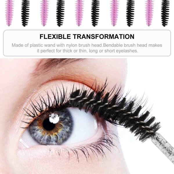 Disponibel Mascara Applikator Brush Cosmetics 100 stykker (två farver)