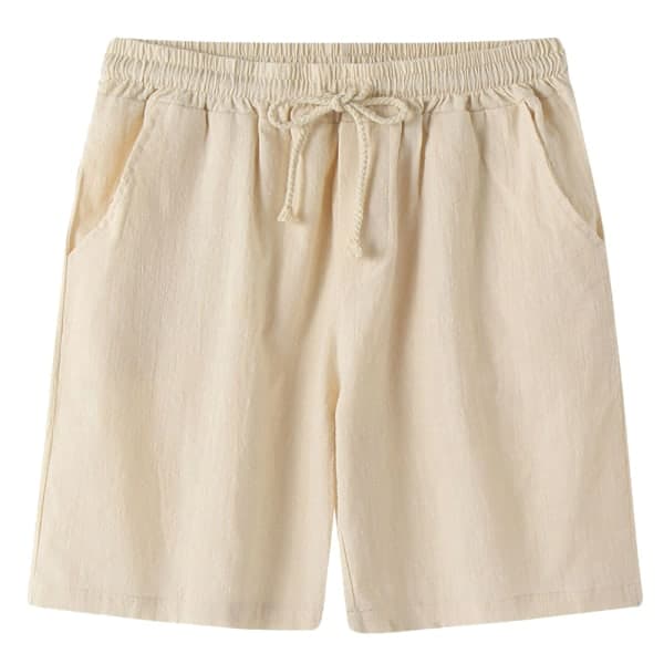 Herre Linned Shorts Casual Klassiske Elastisk Talje Sommer Strand