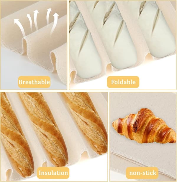 90x66 cm - Bread Cloth - Linen Cloth - Thick Bread Cloth - Suitable for Baking Bread Dough - Suitable for Making Baguettes, Bread, Ciabatta Bread