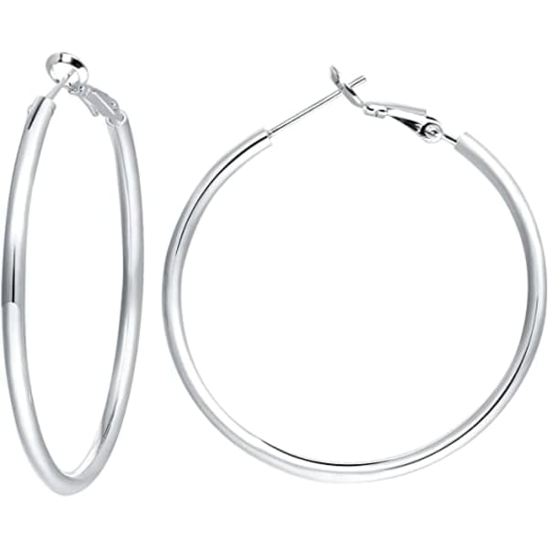 IC 3 par Sterling Sølv Post Hoop øredobber (40/50/60MM) sølv