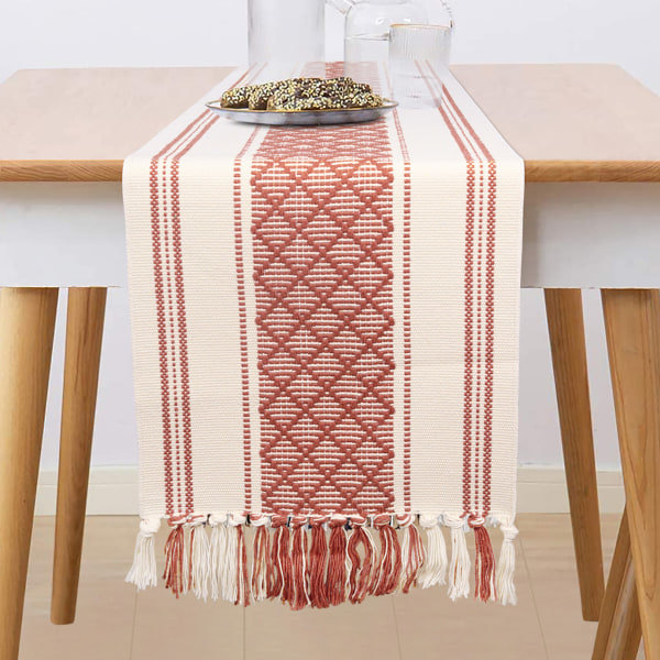 IC 14 x 70 tum, bohemsk fransad bordsflagga, vävd röd