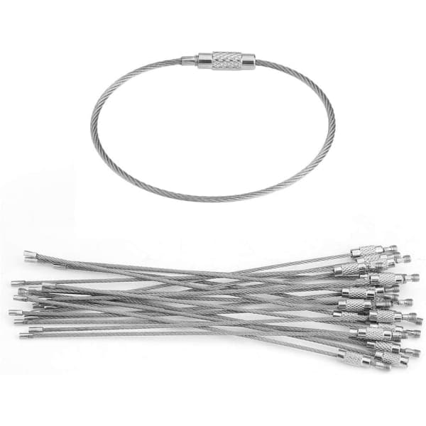 20 st 15 cm Trådnyckelring Kabel Silver Nyckelring Loop IC