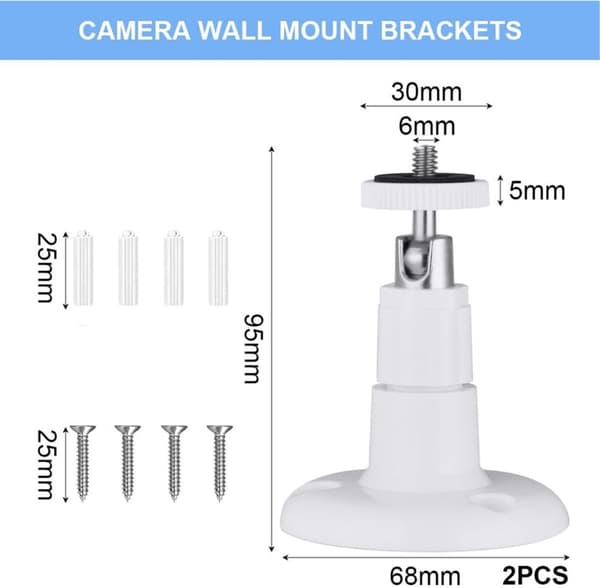 delar - Veggfeste - kamera - utendørskamerafeste - Kamerafeste - takmontering - 360 - Sikkerhetskamerafeste - veggholder - Hvit