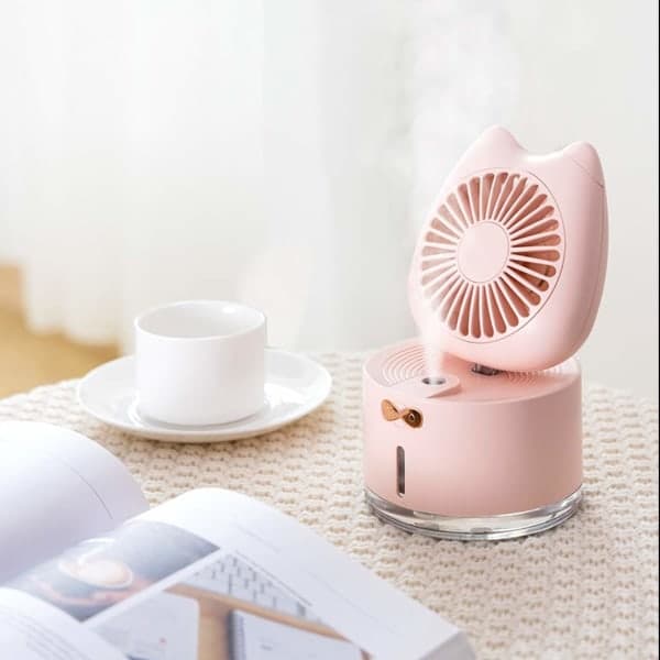 IC NOE Mini Skrivbordsfläkt USB Laddningsbar (Rosa)