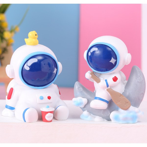 IC Happy Planet Blind Box Creative Spaceman Astronaut Blind Box Doll Tide Play Figur (Happy Planet Whole Box of 4 Set)