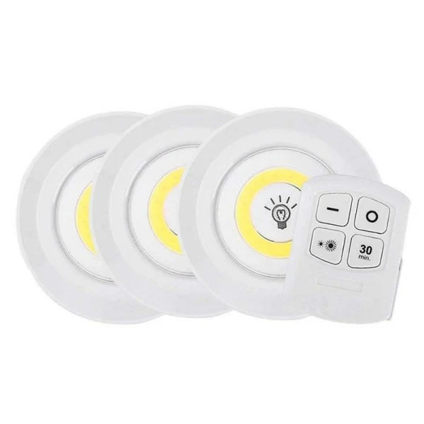 3-pack LED-strålkastare med fjärrkontroll - Varmvitt ljus