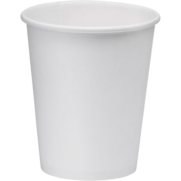 IC 100-pack 8 oz engangsmuggar av vitt papir – varm/kald drikkevarekopp for vand, juice, kaffe eller te – idealisk for vattenkylare, fest eller kaffe