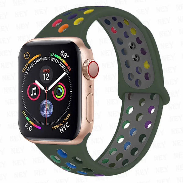 Sportrem för Apple Watch Band 45 mm 49 mm 44 mm 40 mm 41 mm 42 mm Silikonarmband correa iWatch Ultra 2 Series 9 8 SE 7 6 5 4 3 Army green Pride 6 S-M