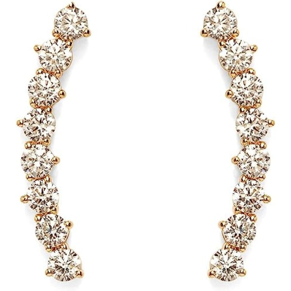 IC 14K guldbelagte Cubic Zirconia Ear Crawler øreringe - Faux Diamond Arrow Ear Climber Mode øreringe i roséguld, hvidguld og gul guld