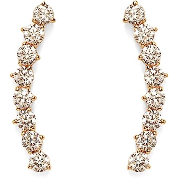 IC 14K gullbelagte Cubic Zirconia øre-crawler øredobber - Faux Diamond Arrow Ear Climber Fashion øredobber i roségull, hvitt gull og gult gull