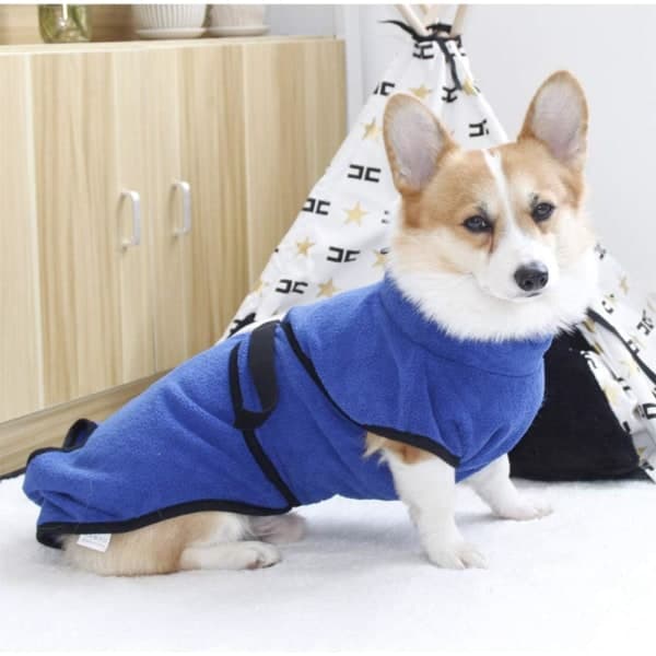 IC Hundhåndklæde i Mikrofiber Hurtigtørrende Superabsorberende Blød Badekåbe til Hund og Kat Blå (L)