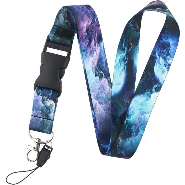 Blå Lanyard ID-kortkæde, med sort Safe-Release-spænde og IC
