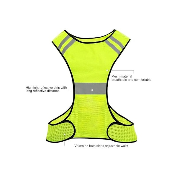 Refleksvest Jakke Høy Synlighet Løpevest For Sykling Motorsykkel Gåing Løping Jogging.