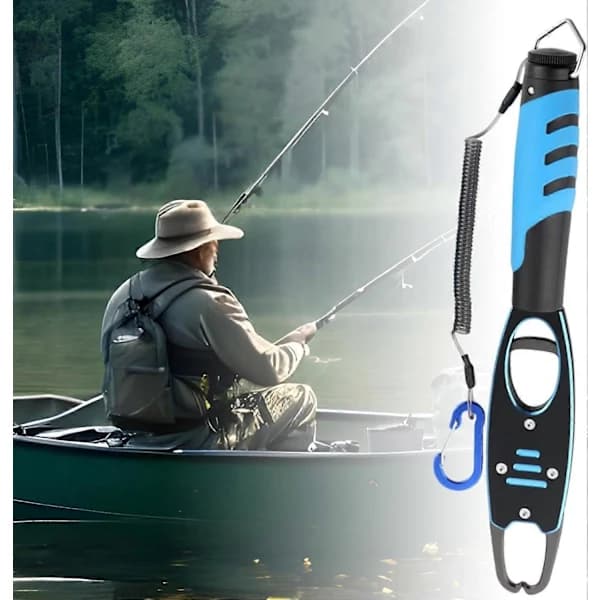 Fish Gripper with Scale, Lockable Fish Gripper, High-Performance Fish Holder and Hook Remover in Blue