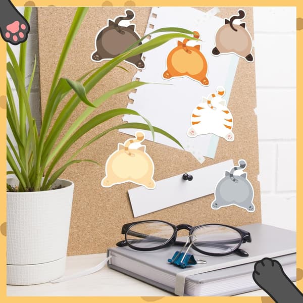 24-pak Kawaii Sticky Notes - Søde Dyreformer - 720 Ark - Skoleartikler - Frisk kat