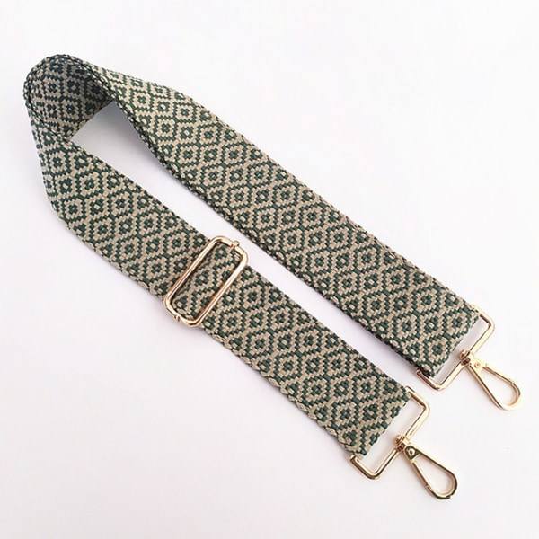 IC Axelremmar, 5 cm breda, justerbara, broderade bomullsband Grön
