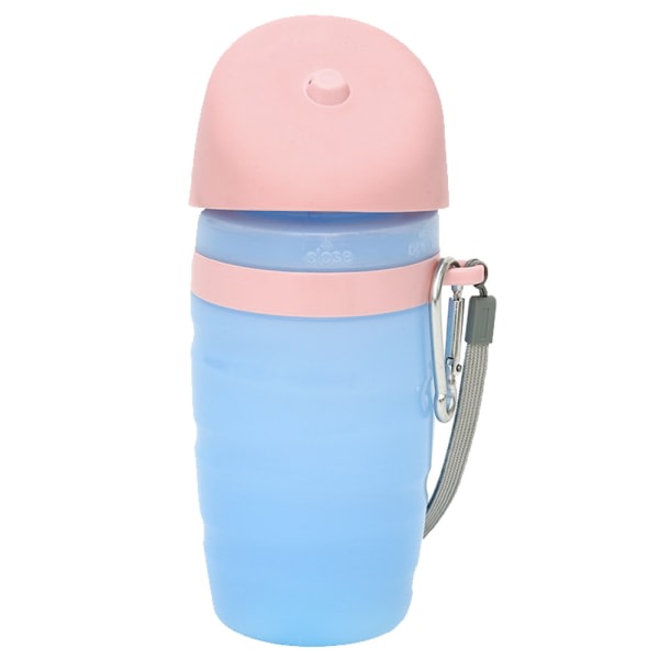 IC Bärbar hundvattendispenser med hopfällbar drickskoppsskål pink 750ML