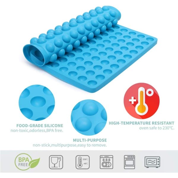 IC Silikonbagemåtte - 1 cm halvkugleformet silikonebagemåtte med knopper Blau