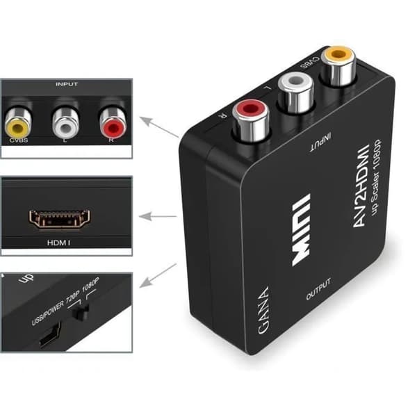 RCA - HDMI -sovitin, Mini AV - HDMI -videoadapteri tukee 1080P:tä