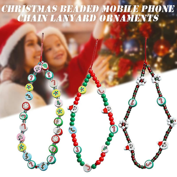 3. jul pärlstav telefon lanyard farve mobiltelefon hængende handledsrem nyckelring IC
