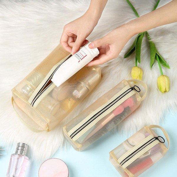 IC Makeup Brush Rejsetaske Kosmetisk Toilettaske Organizer Mesh K Sort L