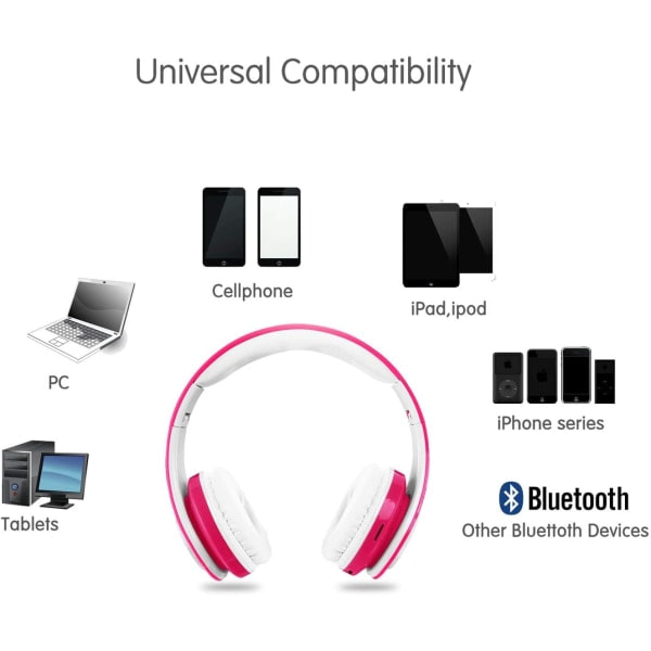 IC Bluetooth-hodetelefoner for barn, trådløse hodetelefoner for jenter med begrenset mikrofonvolum, sammenleggbare hodetelefoner