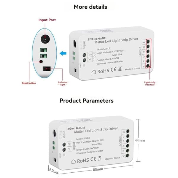 Matter Wifi CW LED-valonauhan ohjain
