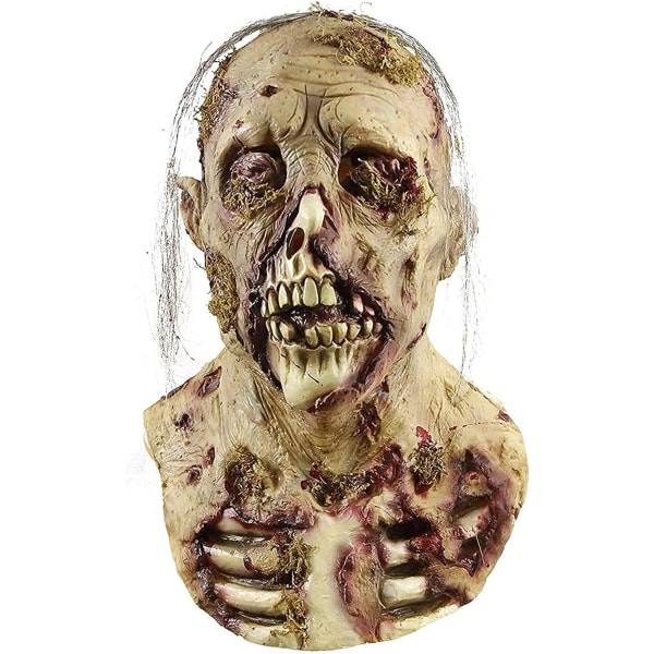 IC Bstask Blodig zombiemask med hår Skrämmande Walking Dead Skrämmande Halloween Kostym Fest Latex Skräckdekoration Rekvisita
